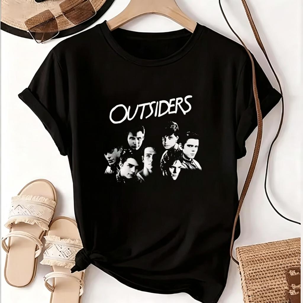 The Outsiders Filmcharakter Porträt Damen T‑Shirt Retro 80er Jahre Film Grafik T‑Shirt Lässiges Streetwear Kurzarm Top