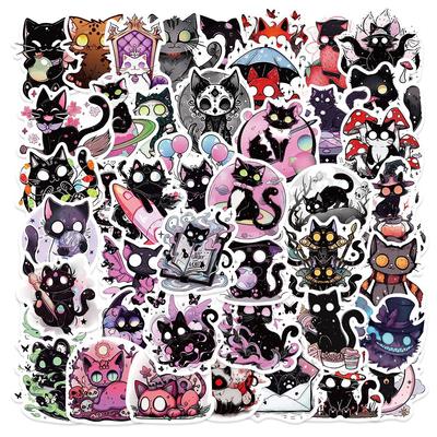 10/50 Stück Horror Black Cat Aufkleber für Wasserflasche, wasserfester Vinyl-Aufkleber für Stoßstange, Skateboard-Aufkleber, coole Graffiti-Aufkleber