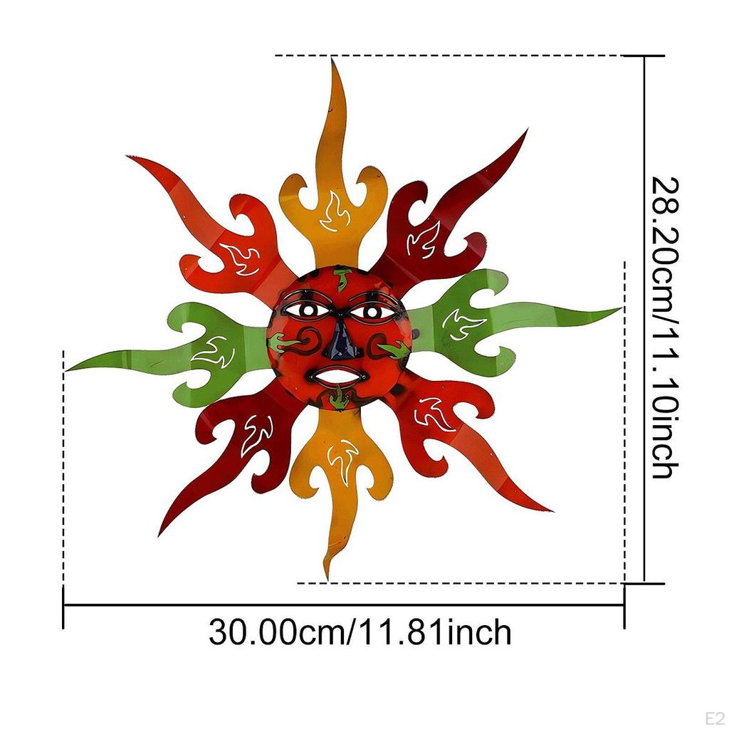Sun Wall Decor Art Colorful Housewarming Gift Iron Hanging Decoration Ornament for Farmhouse