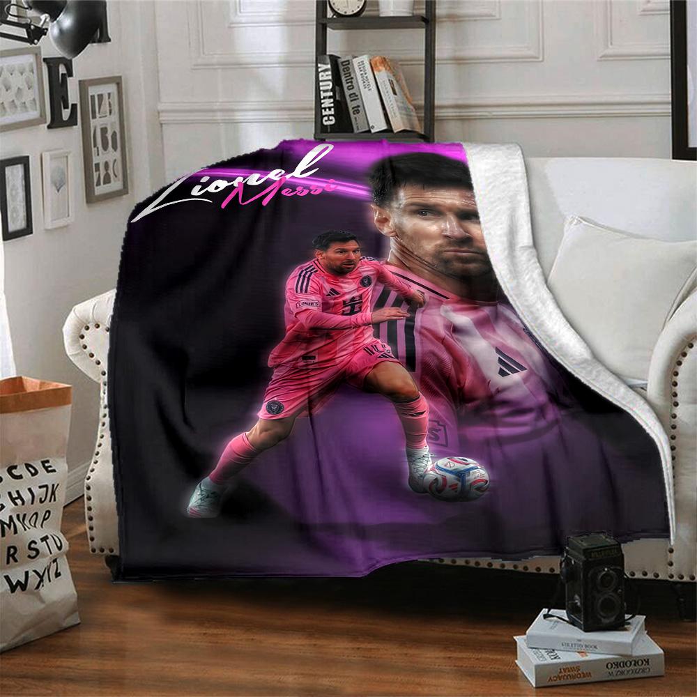 Pink Stripes Soccer Star Blanket Comfortable Perfect for Bed Chair Livingroom All-Season Use Digital Print Best Holiday Gift for Friends Family