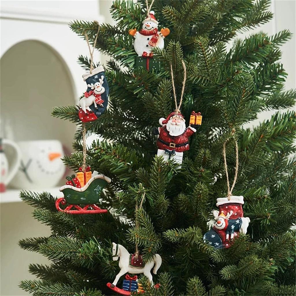 Small Snowman and Santa Claus Christmas Tree Hanging Ornaments for Home Decor