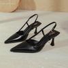 Sexy Burgundy Pointed Sandals Women's 2025 Summer New French Bag Head Single Shoes Temperament Stiletto High Heels