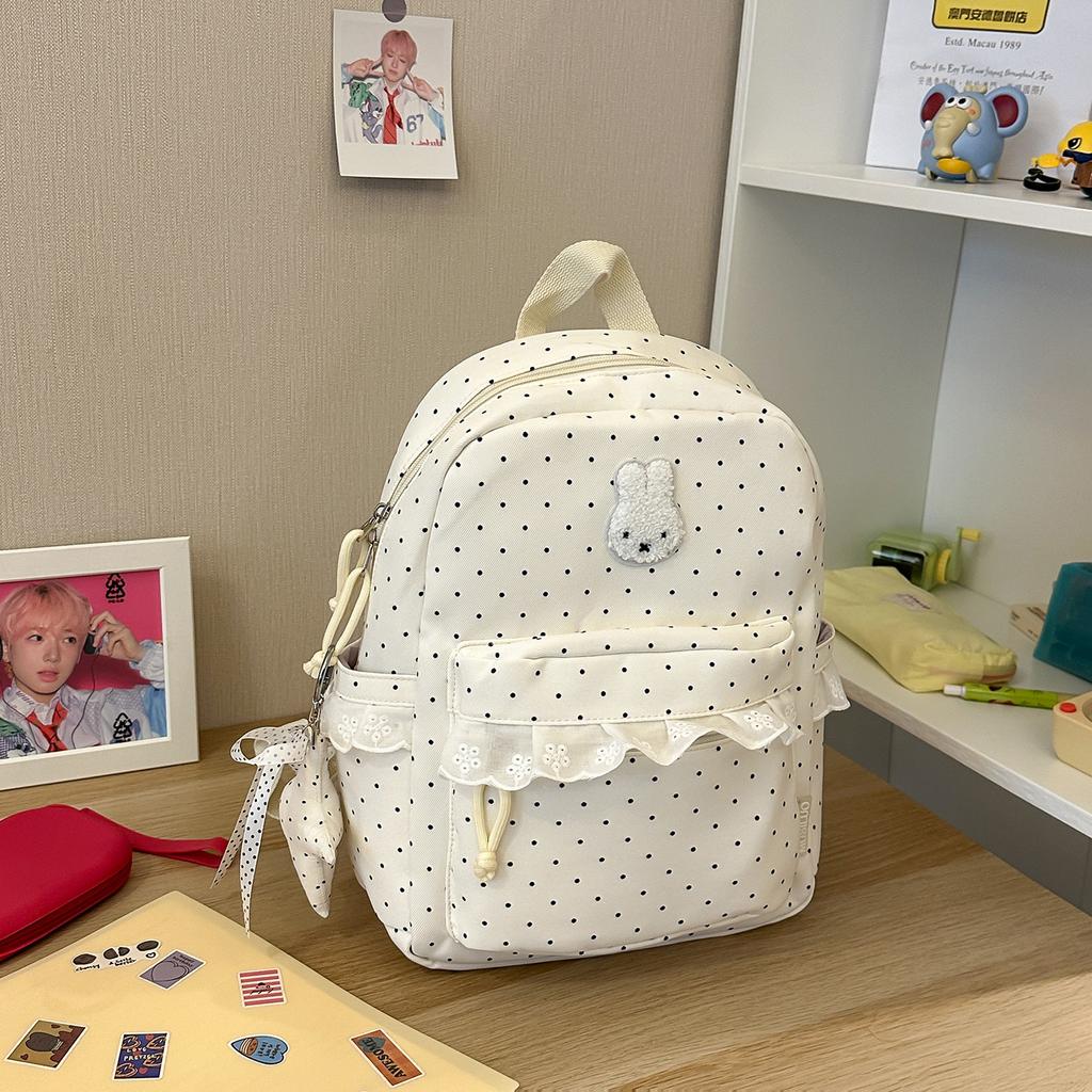 Schoolbag Korean version of the new sweet and cute lace large capacity junior high school student schoolbag polka dot small fresh backpack female