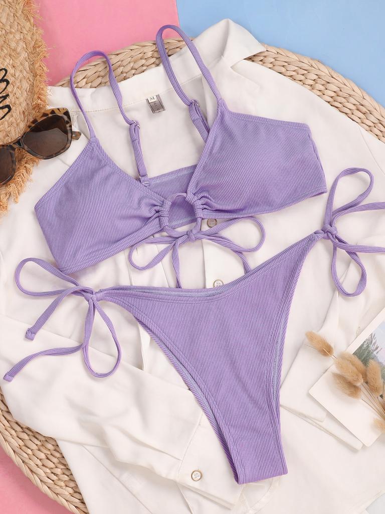 2023 Women's Sexy Pit Strip Lace-up Straps High Waist Bikini Sexy Swimsuit Swimsuit Women