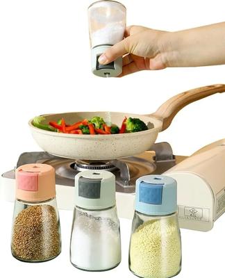 Precision Salt Control Dispenser Sealed Quantitative Seasoning Jars Press Design Spice Storage Containers for Kitchen Cooking