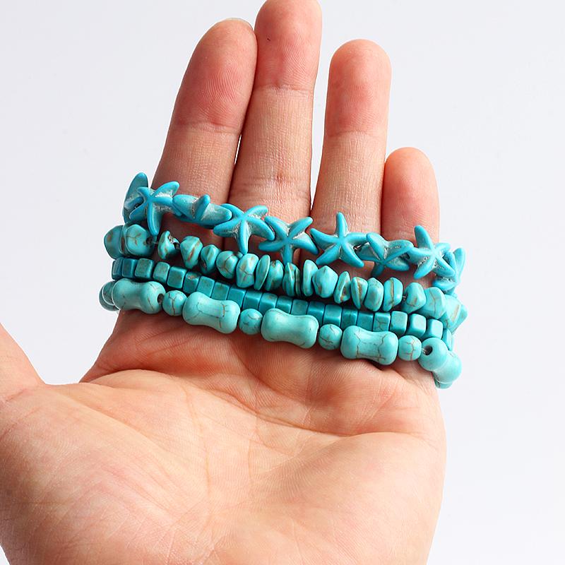 Bohemian Turquoises Beads Bracelets for Women Reiki Nature Stone Cube Cylinder Irregular Bracelets Healing Healthcare Jewelry