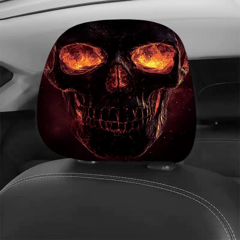 2 Pcs Ghost Car Seat Headcover Halloween Accessories Car Interior Decor All Seasons