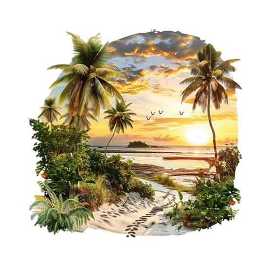 

Summer Beach Sunset Wall Stickers Large Tropical Plant Palm Tree Wall Decals Peel And Stick Wall Art Decor 40x40cm