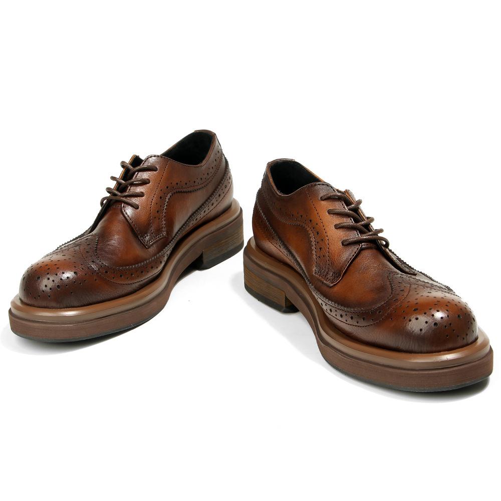66-1 Brock Carved Men'S Shoes British Fashion Casual Leather Shoes First Layer Cowhide Retro Handmade Old Platform Shoes