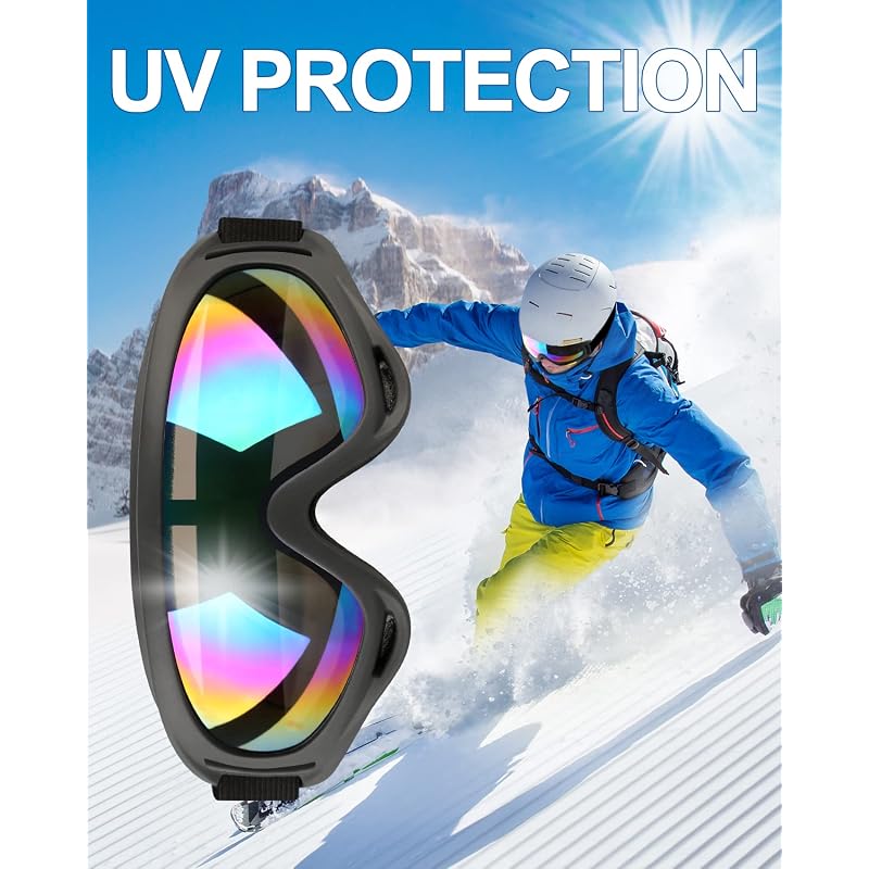 Elimoons Ski Goggles (2-pack) - Snowboard Goggles for Kids (Boys, Girls, Youth, Men, Women) - UV400 Protection, Windproof, Anti-Glare Lenses
