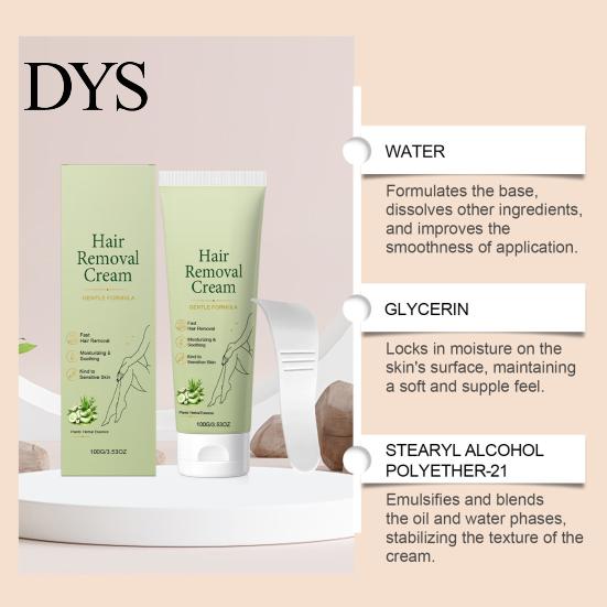 Gentle Depilatory Cream 100G Hair Removal with Spatula, Pain Free Remover Easy Apply for Men Women, Facial Legs Arm Underarms Painless