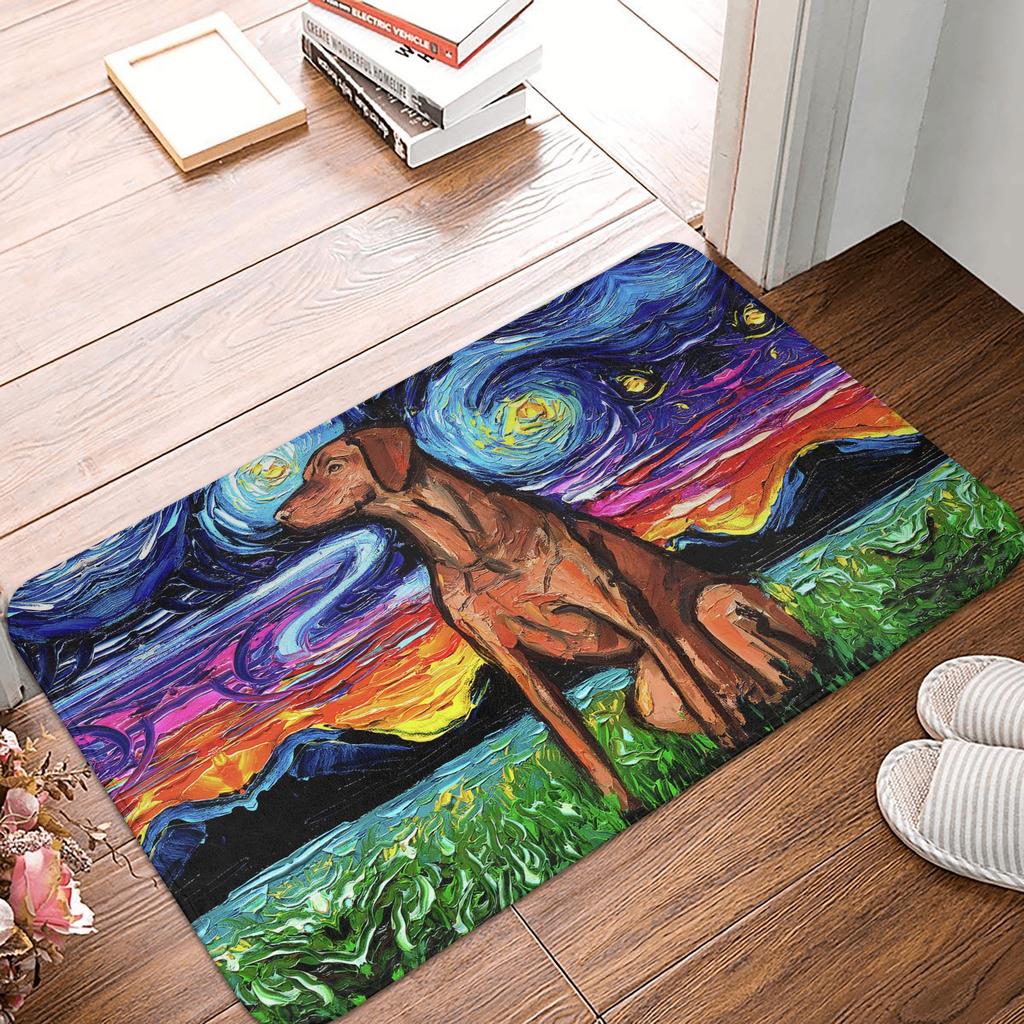 Retro Starry Night German Shorthair Pointer Doormat Anti-Slip Kitchen Bathroom Mat Garden Garage Door Floor Entrance Carpet Rug