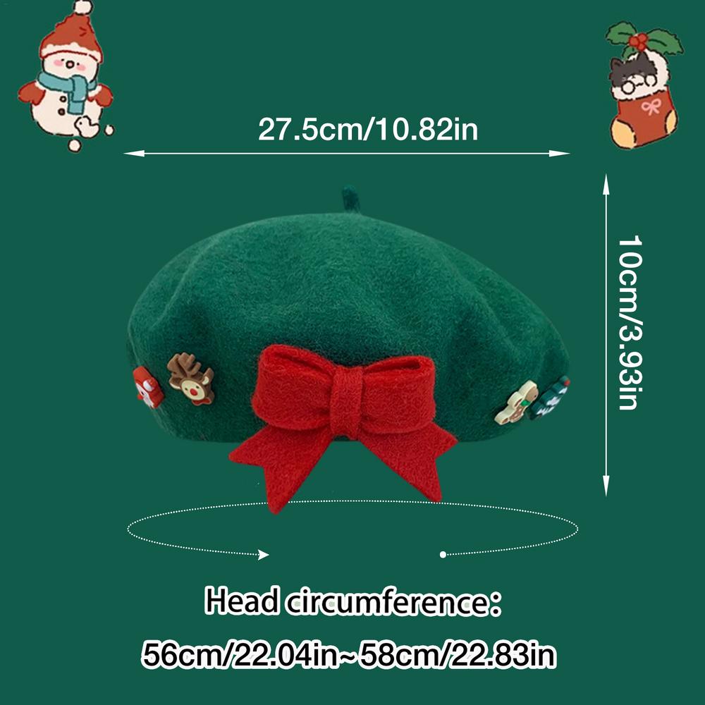 Christmas Hat Fashion Warm Hat Women's Cute Christmas Beret Hat Decorative Wool Artist Beanies Hats Painter Hat for Adults