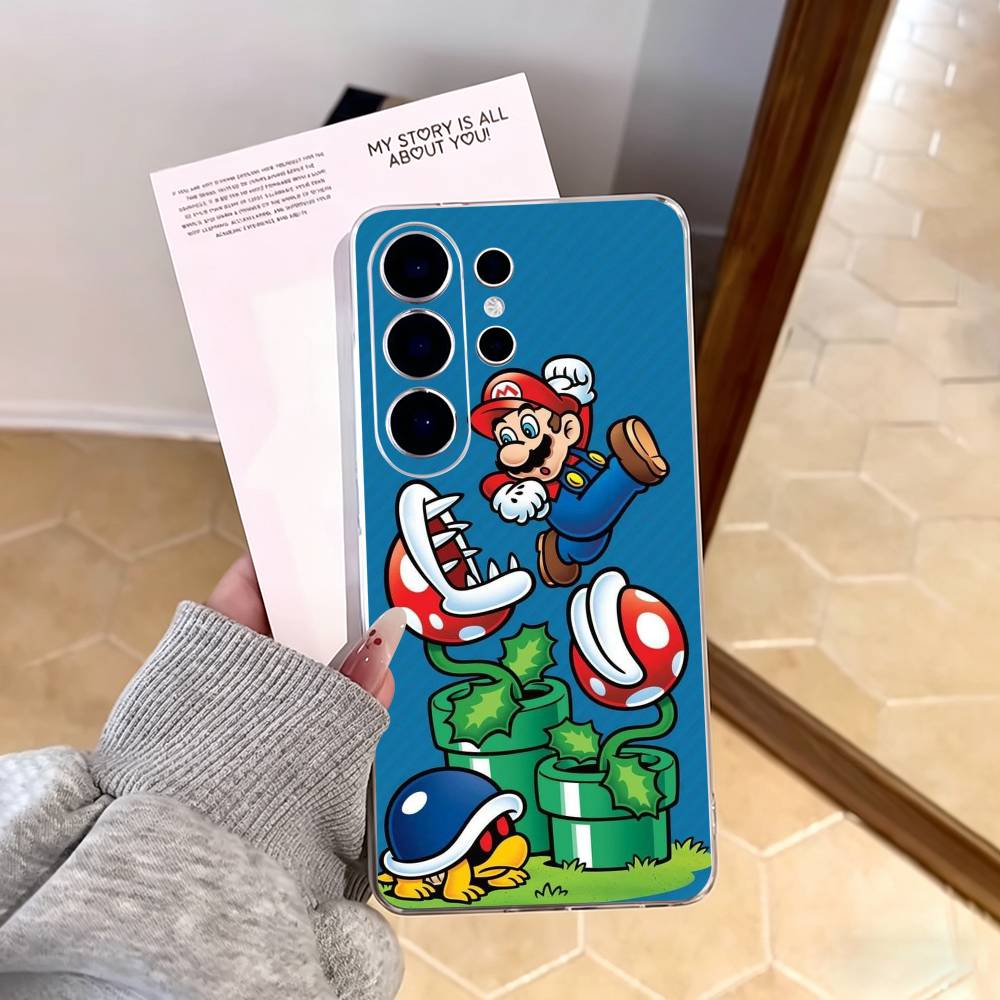 cartoon S-Super M-MarioS Bros Phone Case For Samsung S25,S24,S21,S22,S23,S30,Ultra,S20,Plus,Fe,Note,10,9,5G Transparent Cover