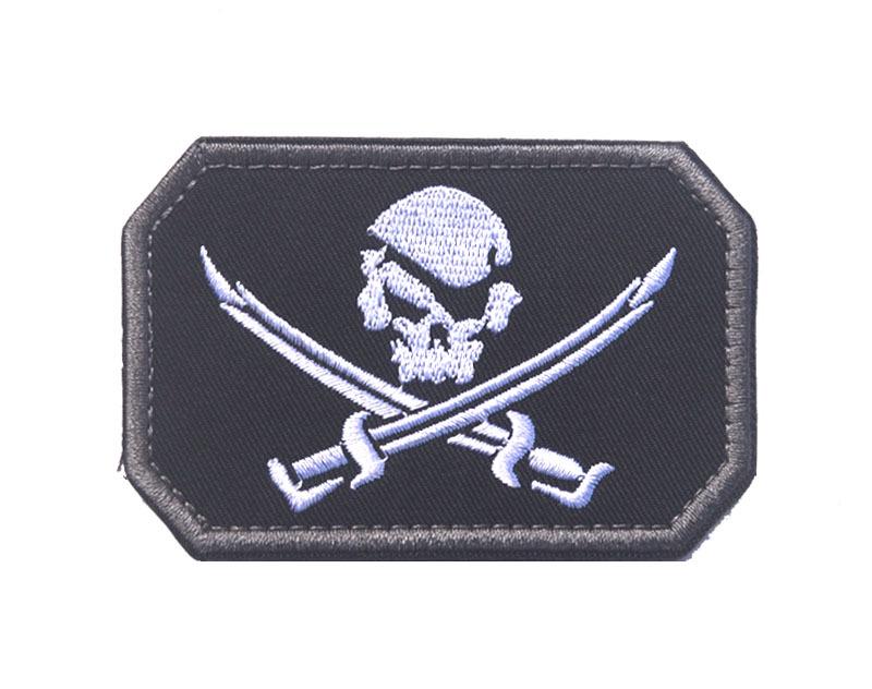 Outdoor Halloween Skull Pirate Flag Embroidered Patch with Velcro