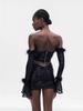 Plush Sequin Off-Shoulder Sexy Set: Long-Sleeve Top & Hip-Hugging Mini Skirt