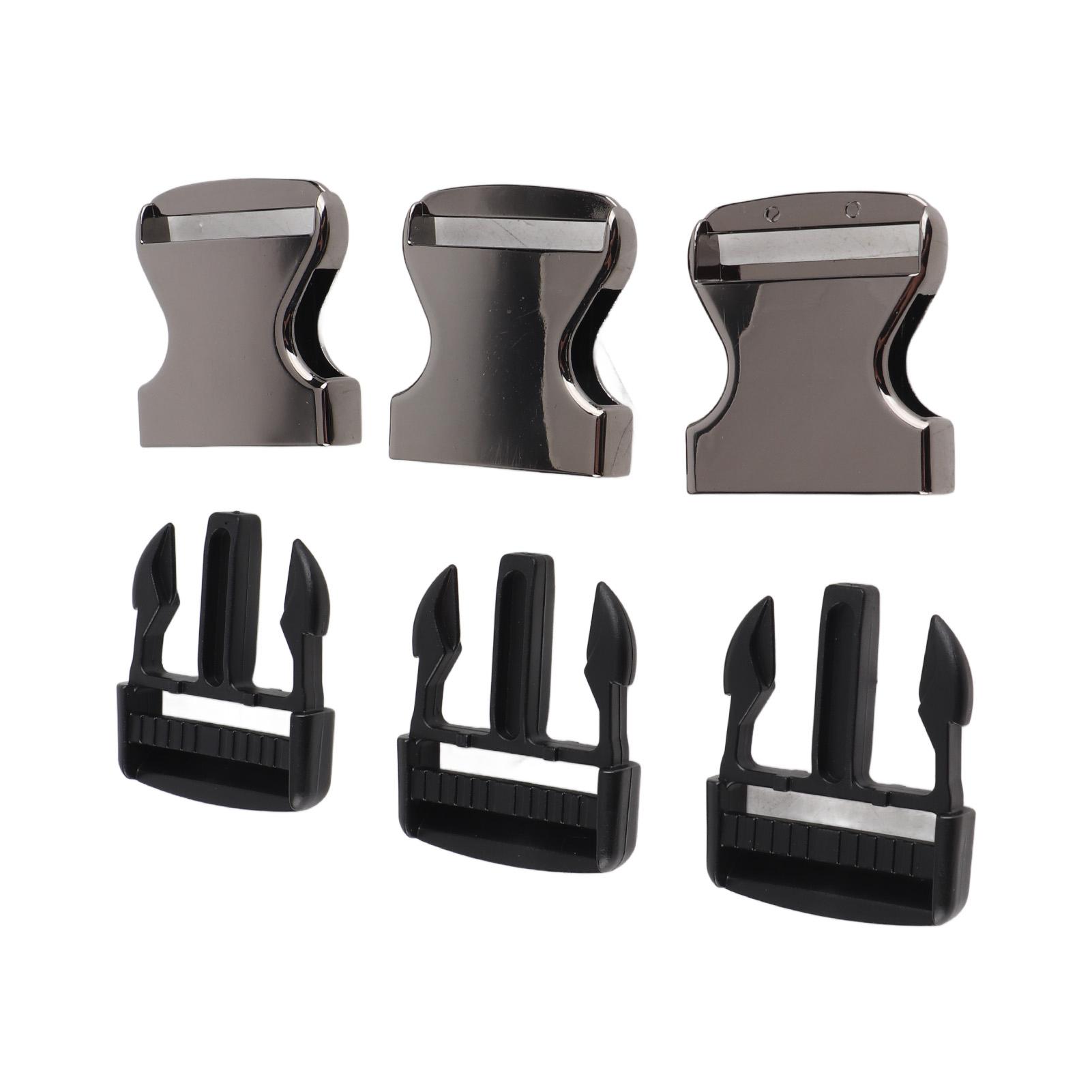 

3pcs Metal Side Release Buckle Quick Release Silver Black Metal Parachute Buckles for Leather Bags