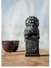Chinese Cast Iron Stone Lion Desktop Ornament: Cultural Craft for Wealth and Protection.