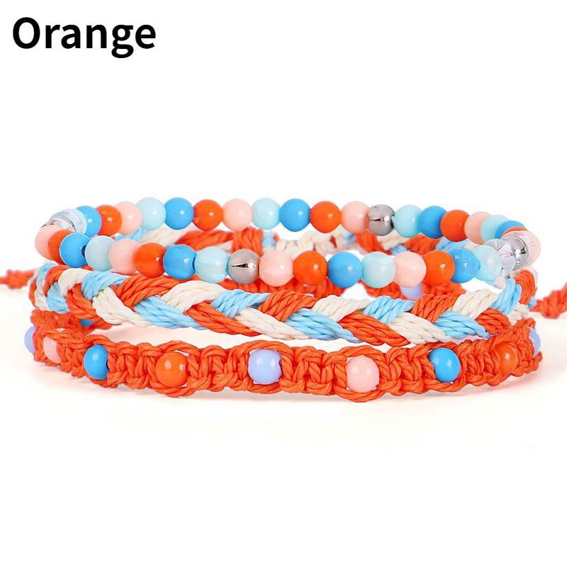 3 Stück/Set böhmische geflochtene Stretch-Freundschaftsarmbänder stapelbare perlengewebte Schnurarmbänder verstellbare Wellenseilarmbänder MYY