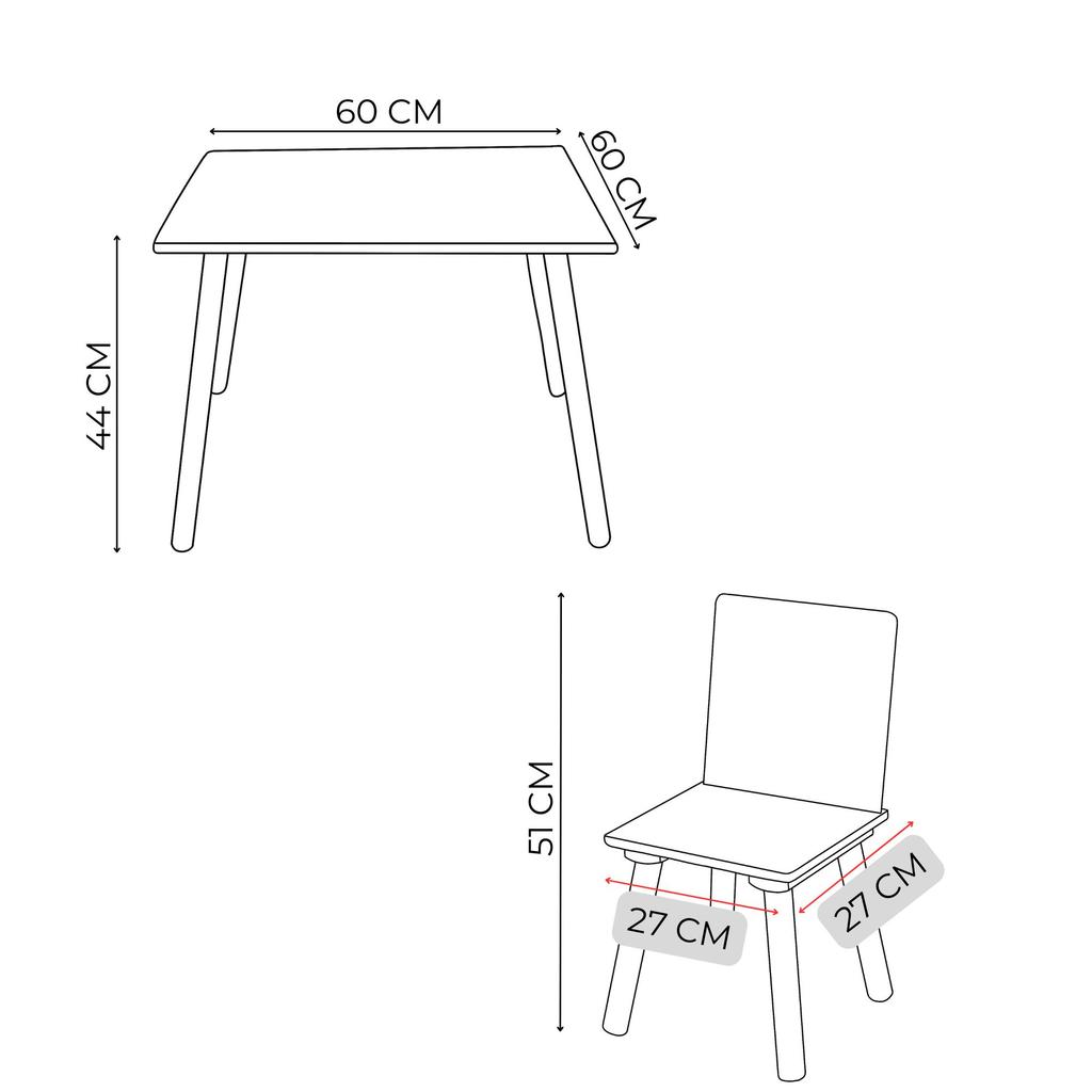 Regenbogen Kindertisch + Stühle