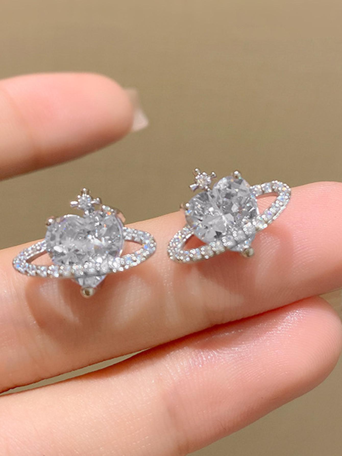 

Серебряные серьги-пусеты Планета с цирконом 925 пробы - Легкая роскошь и трендовый корейский дизайн для женщин