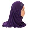 H042 Beautiful Small Girl Hijab with Stones Cute Scarf Hats Women's Caps Can Fit 2-5 Years Old Girls Muslim  Headscarf