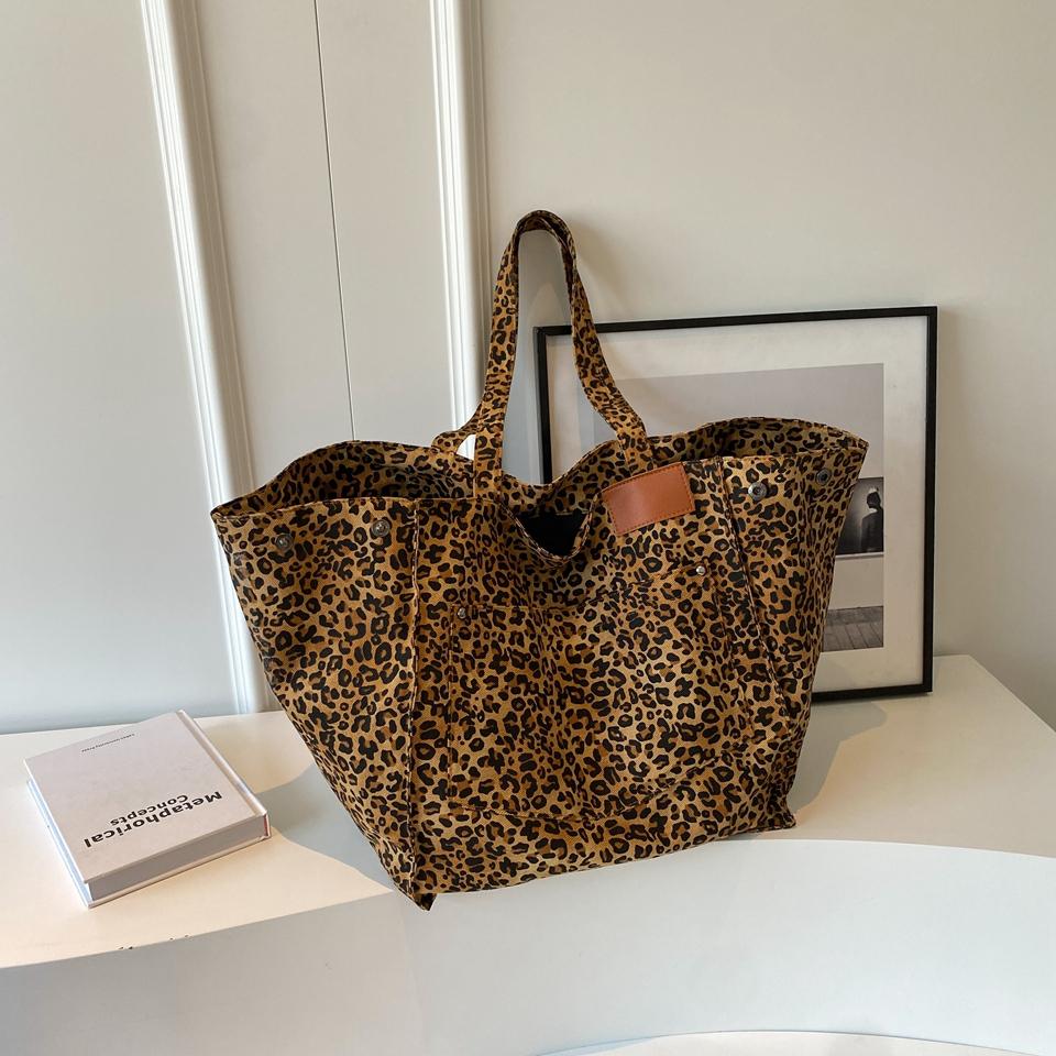 Leopard Casual Totes For Women Large Capacity Fashi Shoulder Bags Soft Cloth Big Leisure Or Travel Bags Korea Lazy breeze Bags