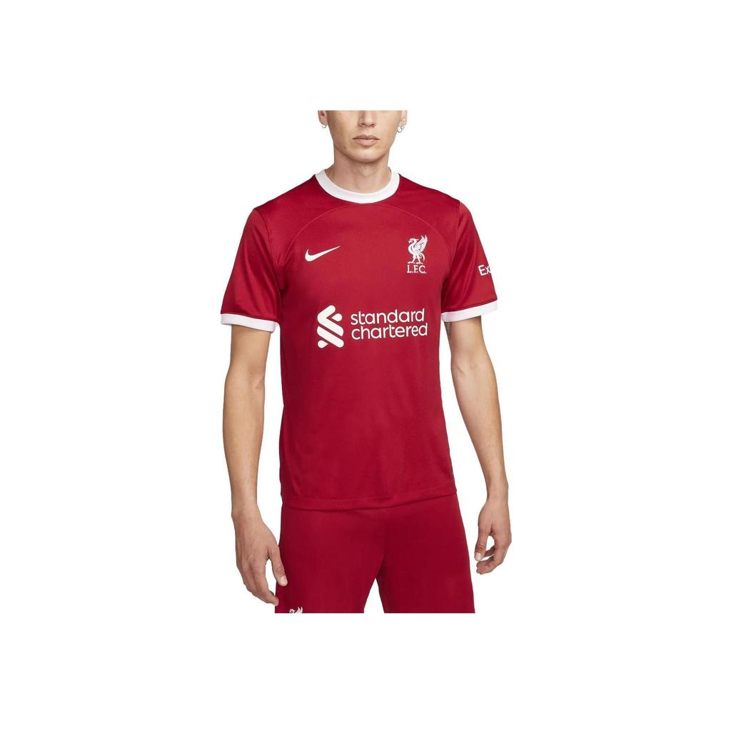 Nike Liverpool 2023/24 Home Stadium Wave Pattern Soccer Jersey Men Tops Red White DX2692-688
