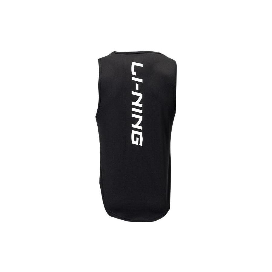 Li Ning Logo Letter Print Lightweight Quick-Dry Breathable Round Neck Basketball Vest Men Vests Black AVSS043-2