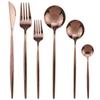 6Pcs Dinnerware Set White Gold Cutlery Set For One 304 Stainless Steel Knife Forks Spoons Dinner Set Kitchen Silverware Tableware Set