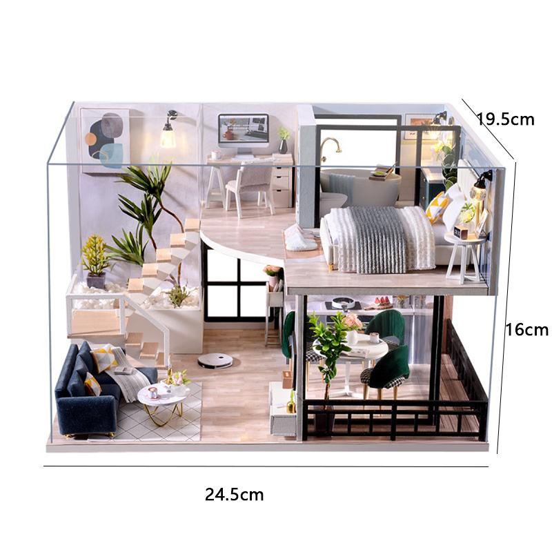 Wooden Miniature Doll House Kit 3D Puzzle Assembly Building Model Toy Handmade Duplex Apartment Production Toys Home Decoration