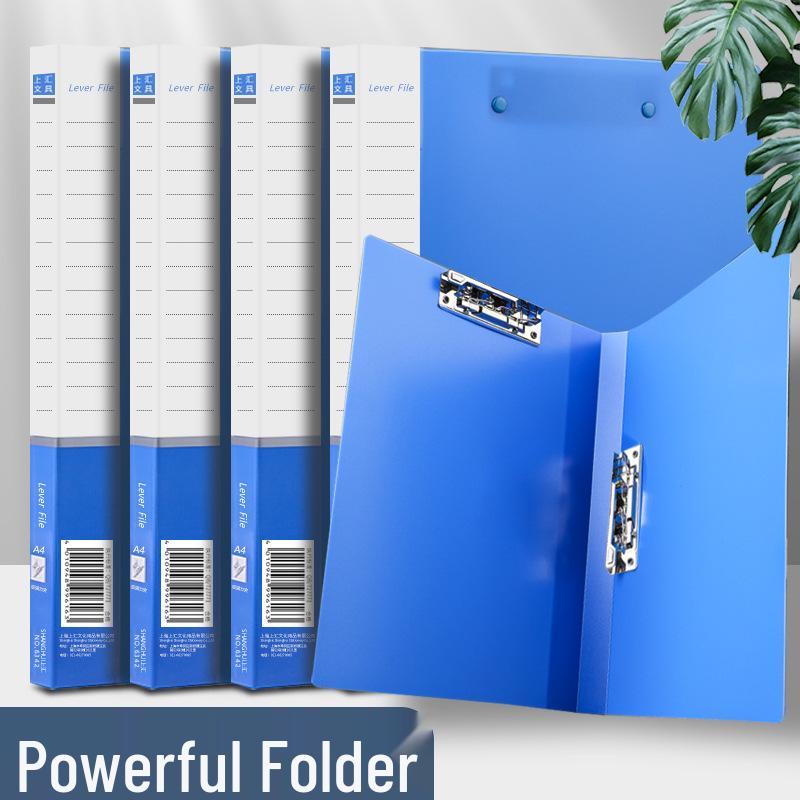 A4 Heavy-Duty Thick Plastic Folder with Writable Spine, Double Clip for Office/Student Document Storage Single Clip