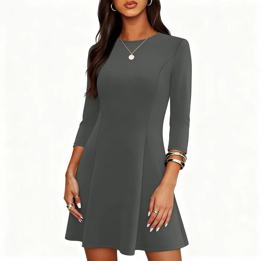Women's Fashion -Color Casual Dress