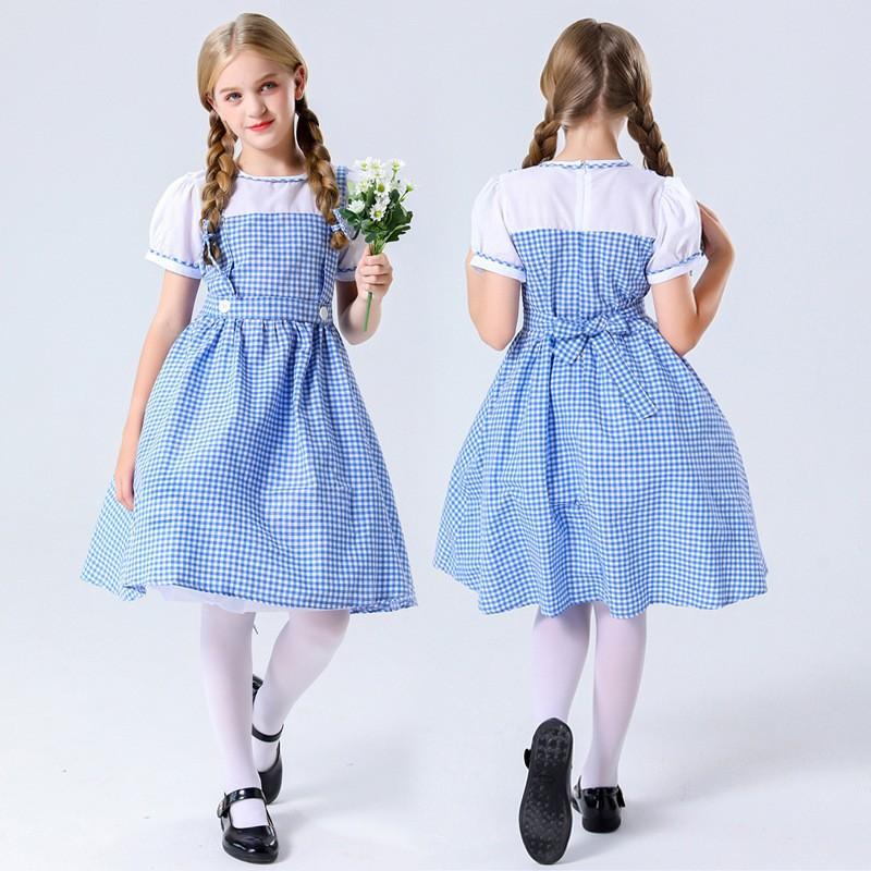 Halloween Der Zauberer von Oz Dorothy Cosplay blau kariertes Kleid Eltern-Kind-Outfit Bühnen-Theaterkostüm