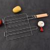 Collapsible Handle Hot Dog Grilling Clip Stainless Steel Barbecue Rack BBQ Grill Basket  Shrimp