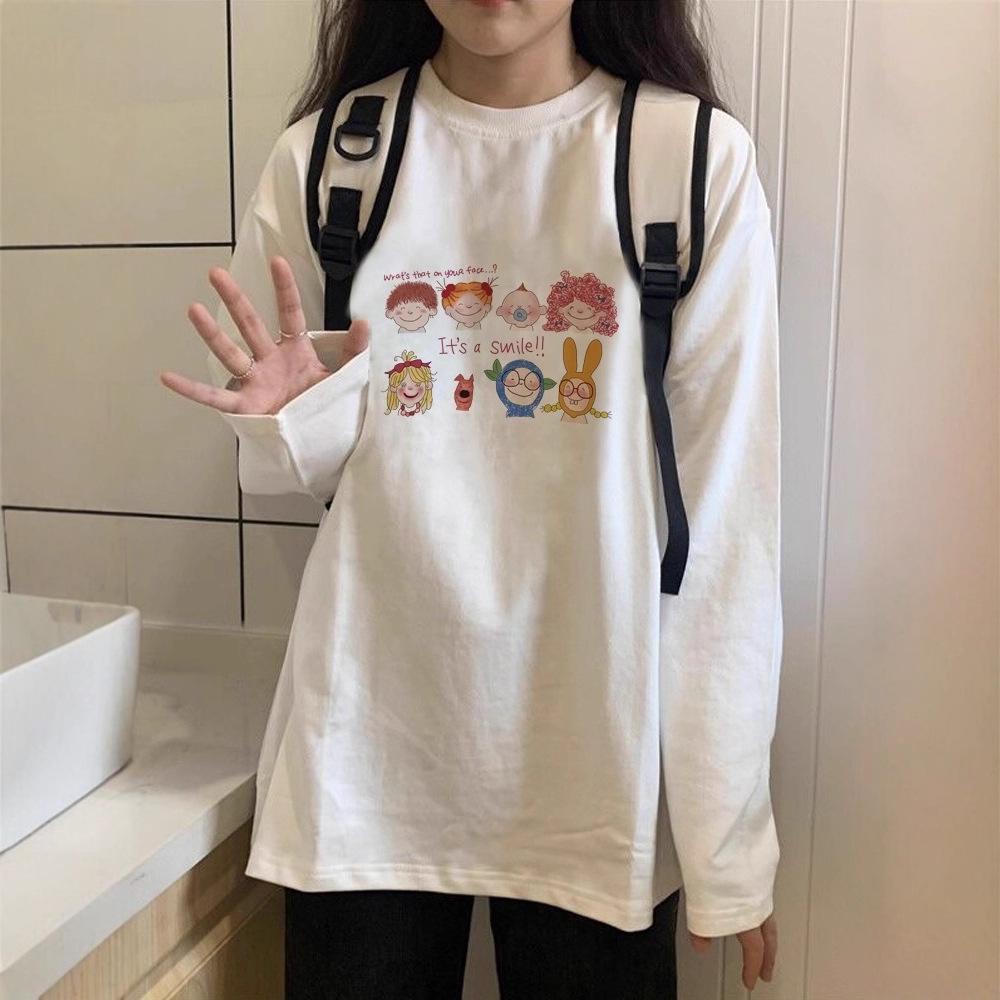 Women's Autumn Long Sleeve T-Shirt - Heavyweight Pure Cotton with Fun Pattern Letter Print