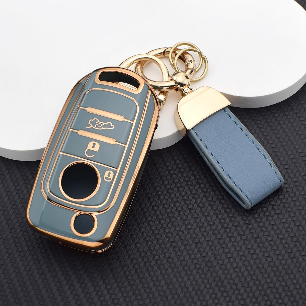 3 Buttons TPU Flip Car Key Case Cover Fob with Keychain for FIAT Tipo Toro Nuovo Freedom 500X Doblo Argo Grazie - Anti-Scratch