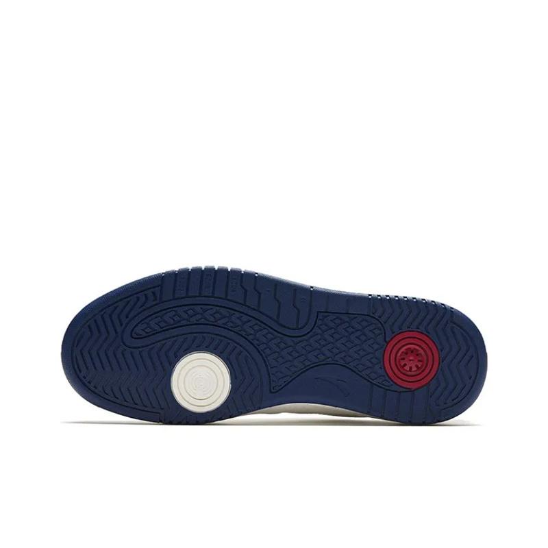 Anta Wave Shoes Fabric Synthetic Leather Suede Breathable Low Top Skate Shoes Men Sneakers White Blue 912538003F-6