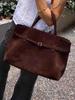 2024 Autumn/Winter Frosted Suede Belt Buckle Tote - Lazy Style Commuter Women's Bag