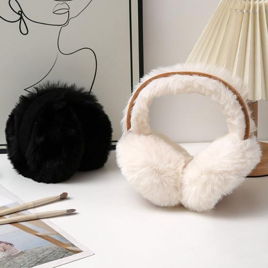 Winter Fuzzy Earmuff Cute Fluffy Faux Fur Earmuff Foldable Furry Ear Warmers for Women Men Girls Boys Jogging Skiing