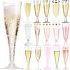 50pcs Disposable Plastic Champagne Glasses Cocktail High Footed Glasses Crystal Glasses Imitation Glass Wedding Party Supplies