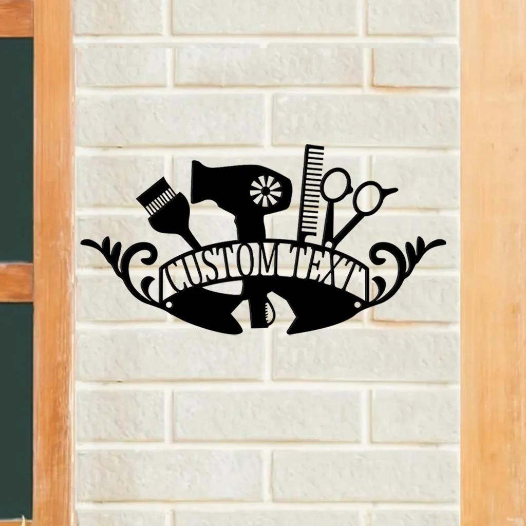 Custom Hair Salon Metal Sign, Hair Stylist Gift Wall Decor, Barber Shop Art, Personalized Beauty Salon Plaque