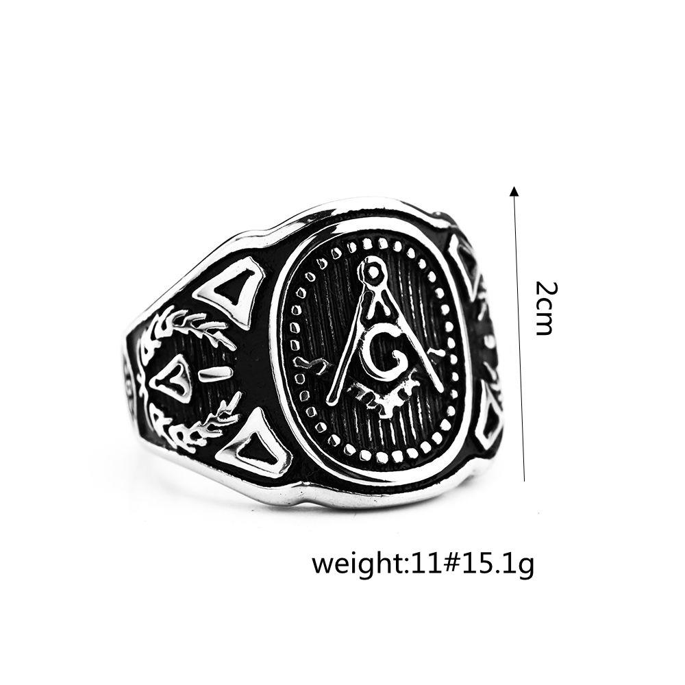 Vintage Solid Stainless Steel Mens Masonic Ring Personalized Band