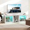 TV stand with LED lighting for televisions up to 70 inches, 160cm with adjustable glass shelves, white
