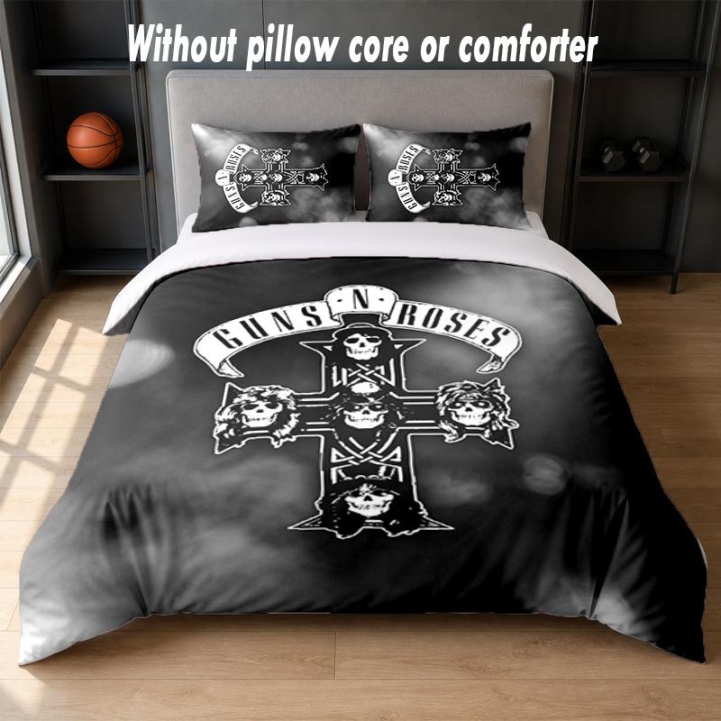 Guns N’ Roses Design Bed Bedding Set 1 Duvet Cover + 2 Pillowcases Soft Breathable Household Bed Linens