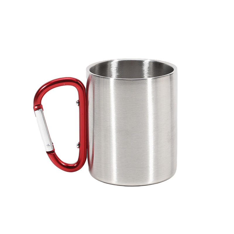 200ML Lightweight Stainless Steel Camping Mug with Carabiner Portable Metal Coffee Mugs for Outdoor Sports Travel Hiking