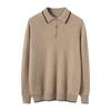 Herren 100% Kaschmir Langarm Colorblock Polo Pullover