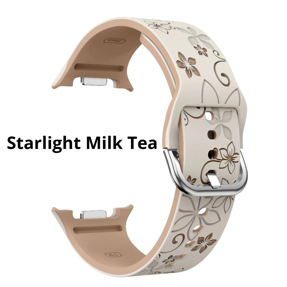 

Різьблений силіконовий ремінець для Samsung Galaxy 8 40 44мм/8 Classic Модний дихаючий двоколірний браслет для Galaxy 8 Classic/40 44мм Samsung Galaxy 8 40mm слонова кістка