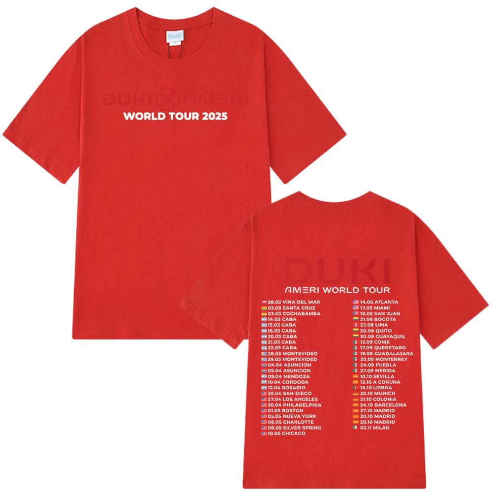 2025 Summer Rapper Duki Ameri World Tour Men Women 100% Pure Cotton Printed T-shirt Oversized Harajuku Streetwear Man T Shirts