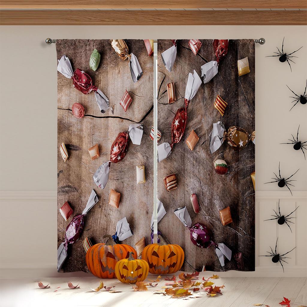 Skull Spider Web Halloween 3d Printed Curtains Suitable For Children's Room Restaurant Study Holiday Party Decoration Curtains